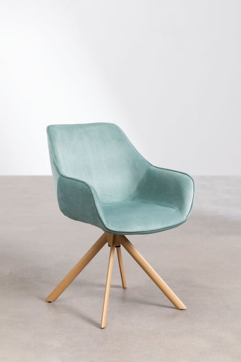 Lucy velvet dining chair with armrests - Green Fir