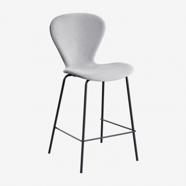 Velvet High Stool Uit Light Grey & ↑65 Cm & Black - Sklum
