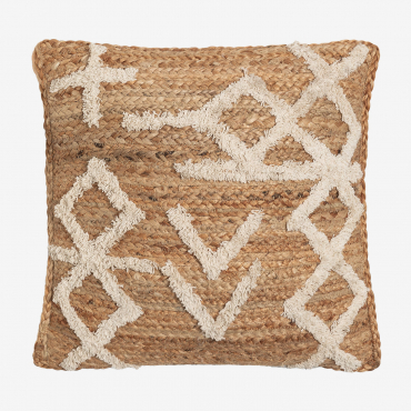 Square Jute & Cotton Cushion (45x45 Cm) Bato Natural - Sklum