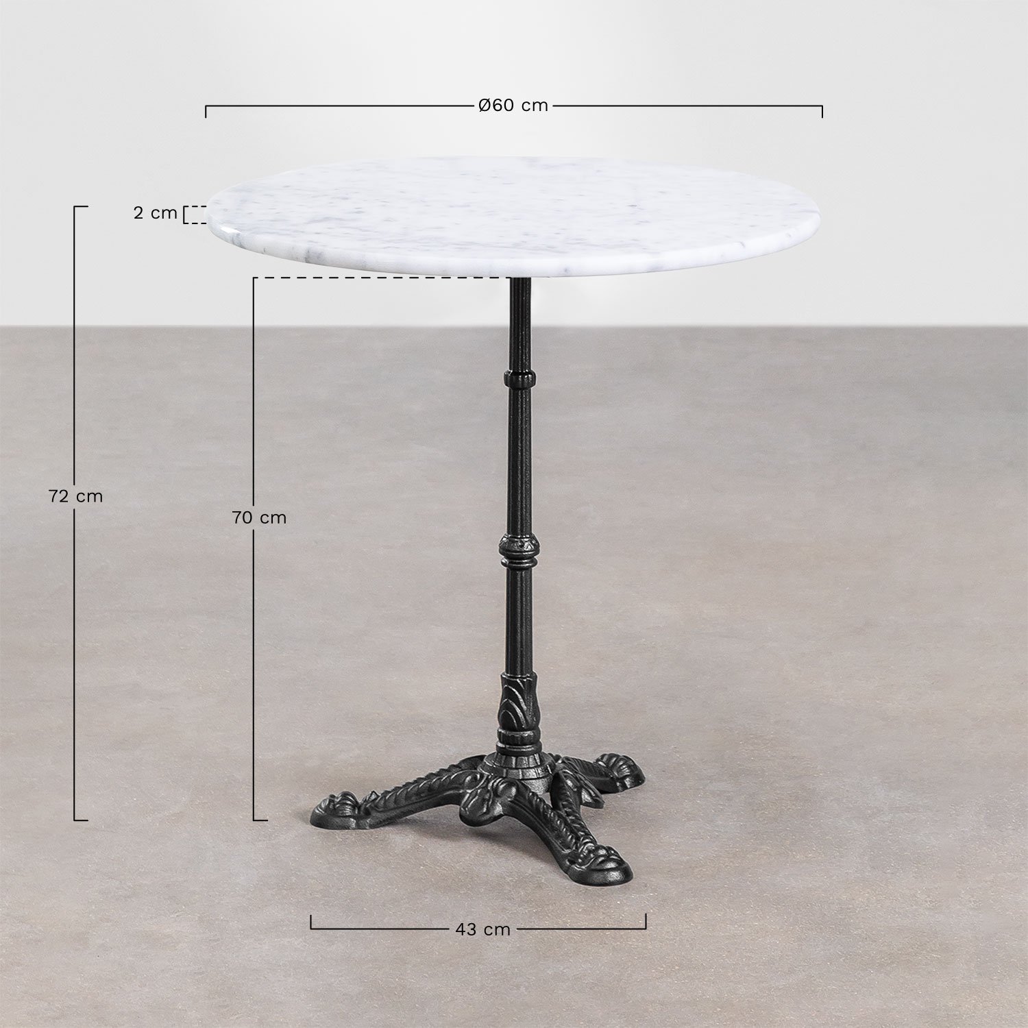 Roma Marble Bar Table, medidas