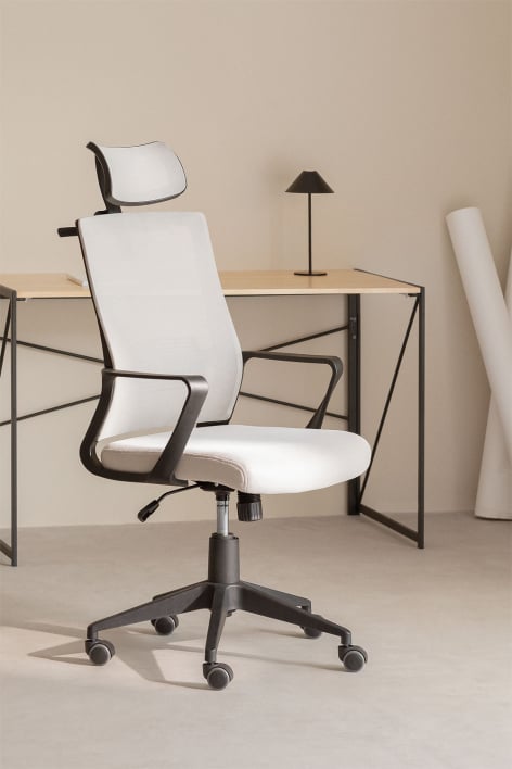 Office chair with wheels and polypropylene headrest Teill Black