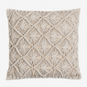 Square Macrame Cushion (45x45 Cm) Senena Beige Cream - Sklum