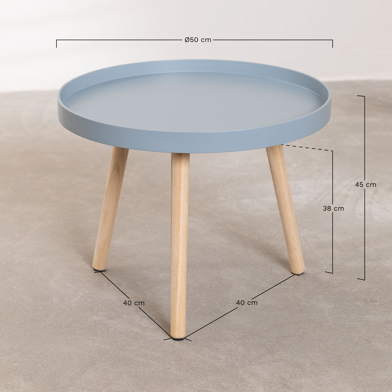 Round side table Ø50 cm in Sigma wood, medidas