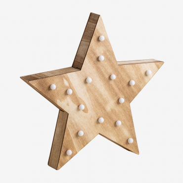 Wooden Star With Led Lights Lliva Brown Natural Wood - Sklum
