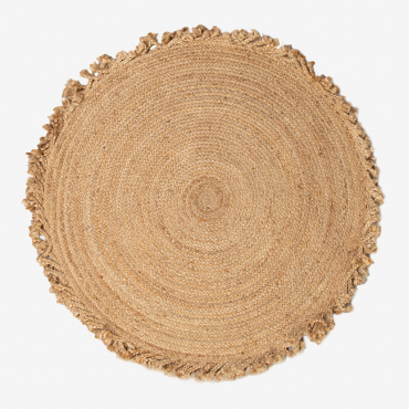 Round Rug In Natural Jute Ondes Ø120 Cm - Sklum