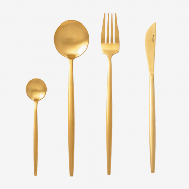 Noya Matte Metallic Cutlery Set 16 Pcs Matte Gold - Sklum
