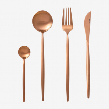 Noya Matte Metallic Cutlery Set 16 Pcs Pink Gold Matt - Sklum