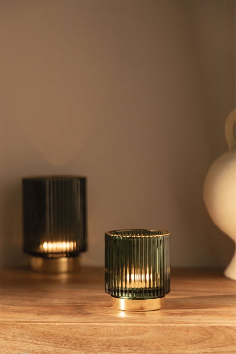 July glass candle holder