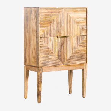 Tall Sideboard 90x40 Cm In Mango Wood Baty Design Mango Wood - Sklum