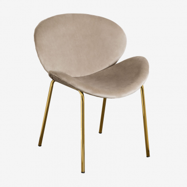 Pack Of 2 Fior Gold Velvet Dining Chairs Light Grey Taupe & Golden - Sklum