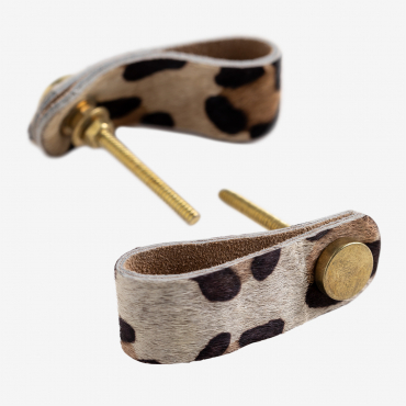 Set Of 2 Solok Leather Handles Leopard Print - Sklum