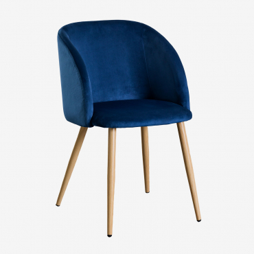 Kana Velvet Dining Chairs With Armrests, Set Of 4 Blue - Sklum