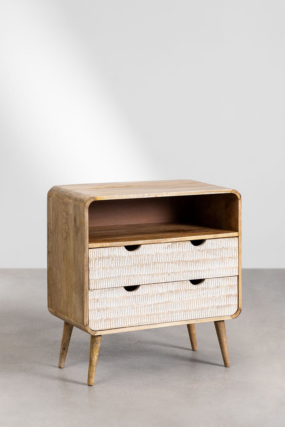 Yulara mango wood bedside table with storage - SKLUM