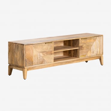 Baty Design Mango Wood Tv Cabinet 165x40 Cm Natural Wood - Sklum