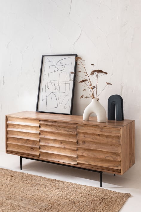 Petter acacia wood TV cabinet 145x40 cm