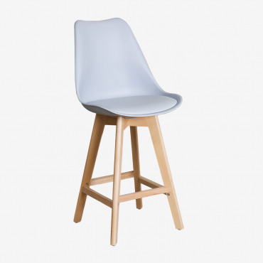 Pack Of 4 High Stools 65 Cm With Nordic Leatherette Cushion Dolphin Grey - Sklum