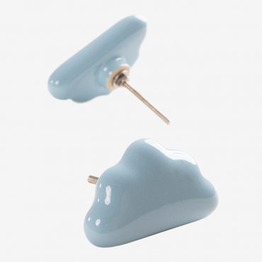 Set Of 2 Cloud Kids Ceramic Handles Blue Glass - Sklum