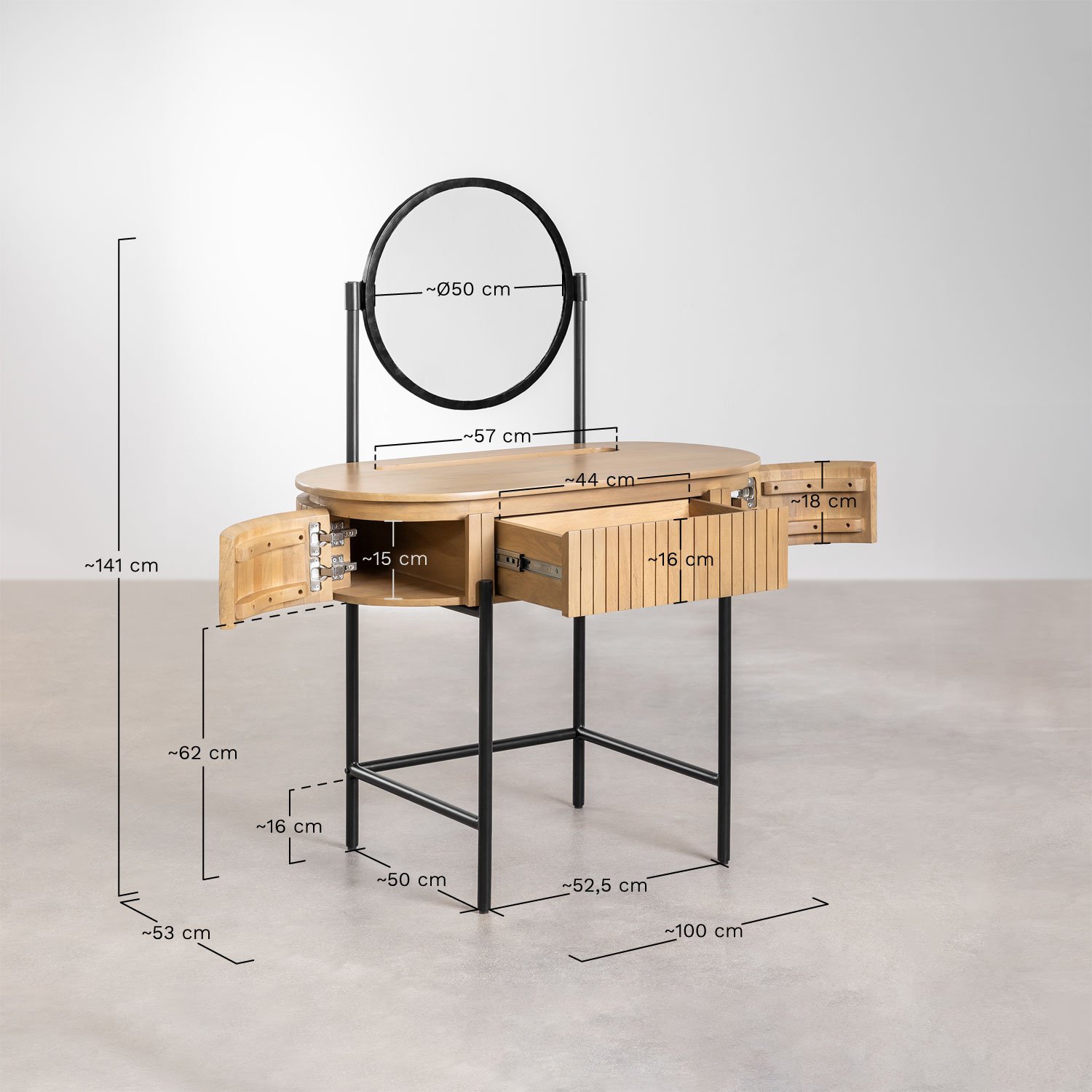 Analis Mango Wood Dressing Table , medidas