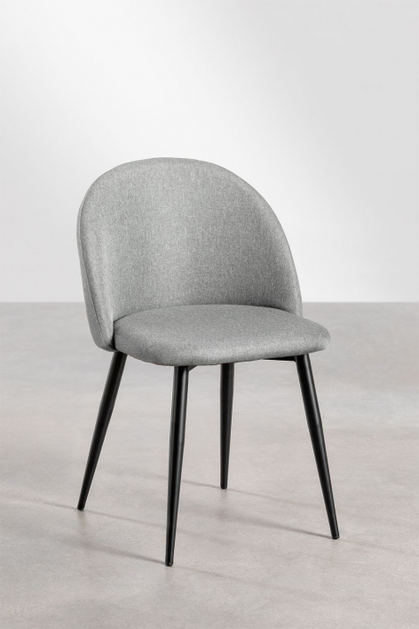 Kana upholstered and steel dining chair - Linen Grey Concrete