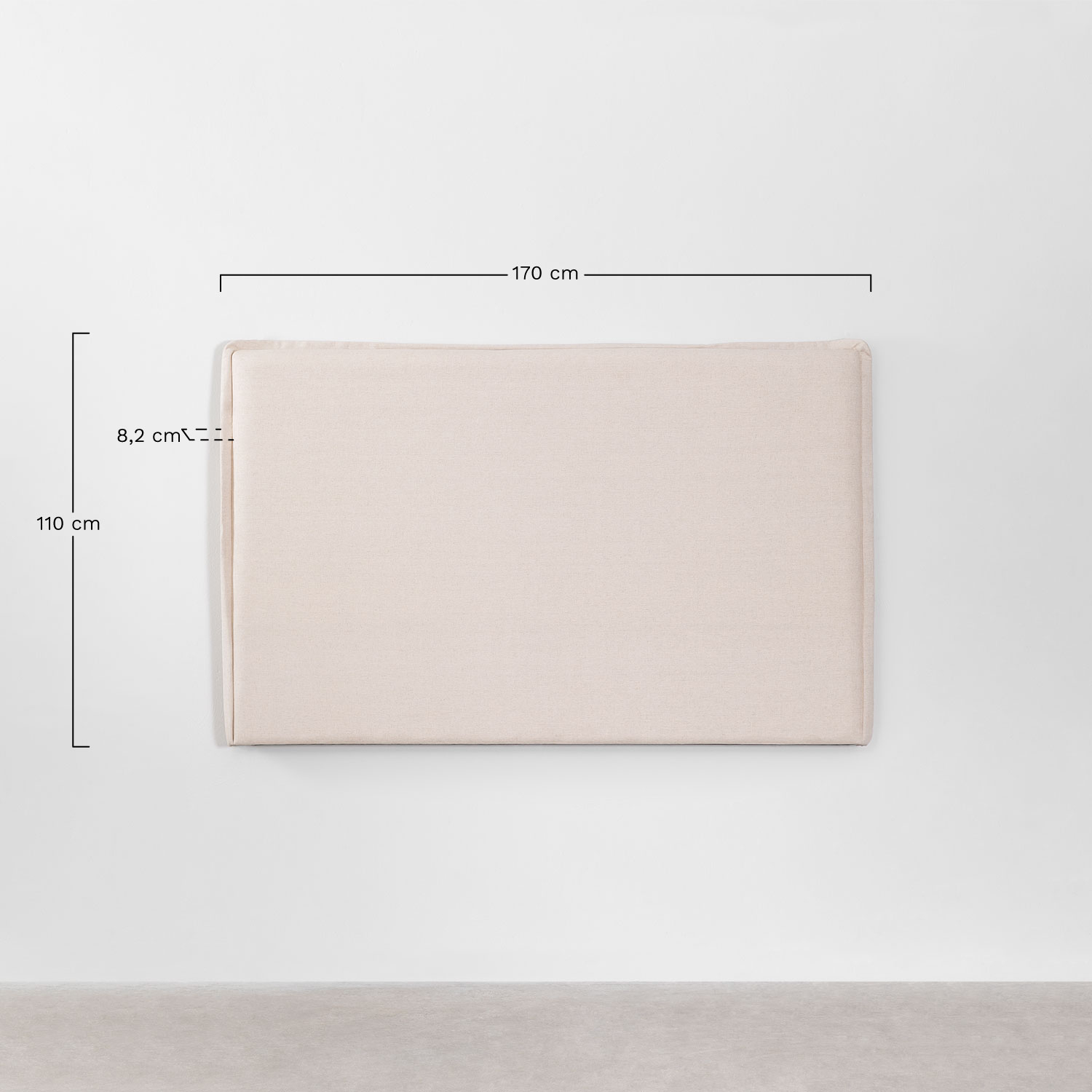 Linen Headboard for 160 cm bed Beniel, medidas