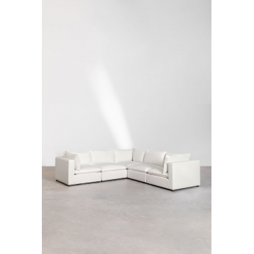 Estefan Style 5-piece Modular Corner Sofa White - Sklum