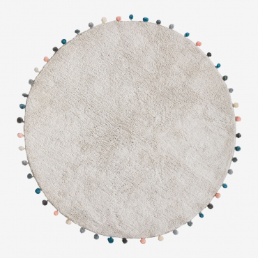 Round Cotton Rug (ø126 Cm) Cinder Kids Gris Nube - Sklum