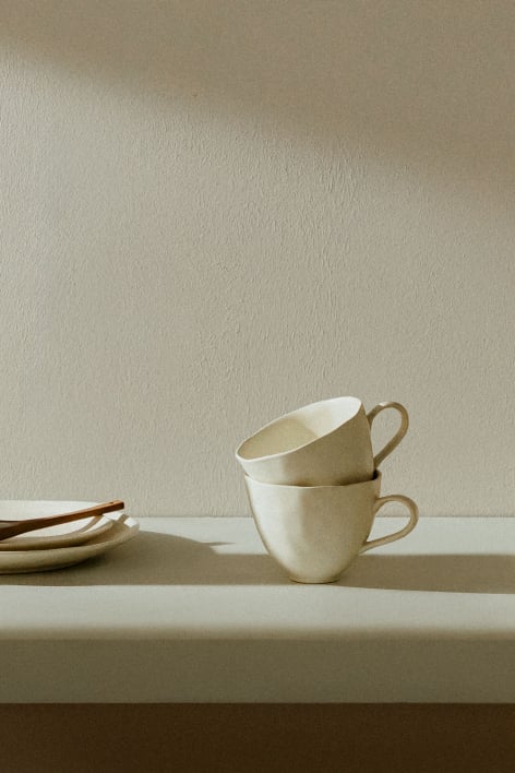 Pack of 2 Belvere stoneware mugs 40 cl - Gardenia White