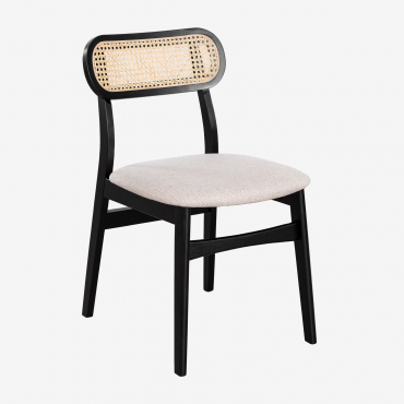 Set Of 4 Upholstered And Wooden Leivel Dining Chairs Plain Black - Sklum