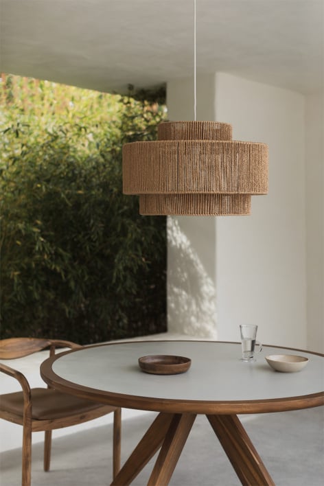 Kena woven paper hanging ceiling lamp for outdoor use