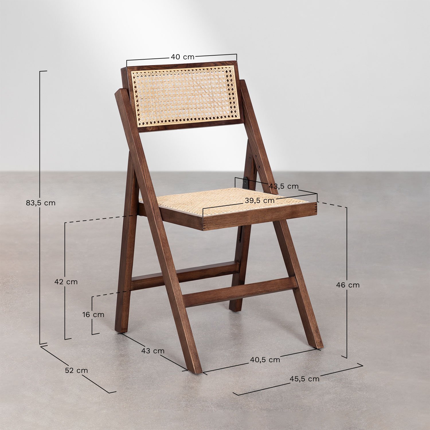 Dallas ash wood and rattan folding dining chair SKLUM