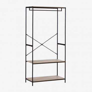 Baxter Wood & Steel Open Wardrobe Black&natural - Sklum