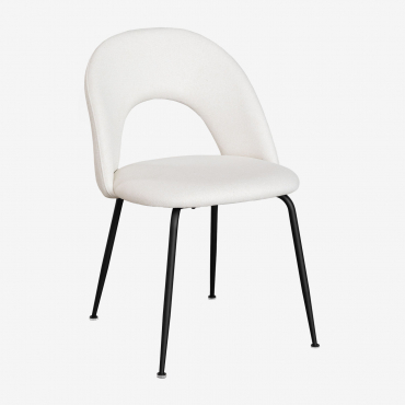 Glorys Deluxe Fabric Upholstered Dining Chair Cream Beige & Black - Sklum