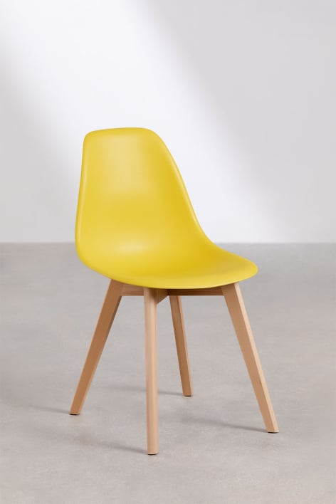 Scand Nordic dining chair set of 2 in polypropylene and beech wood - Yellow Curry