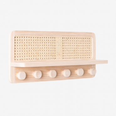 Rattan Wall Coat Rack With Shelf Riley Natural & ↔︎ 60 Cm - Sklum