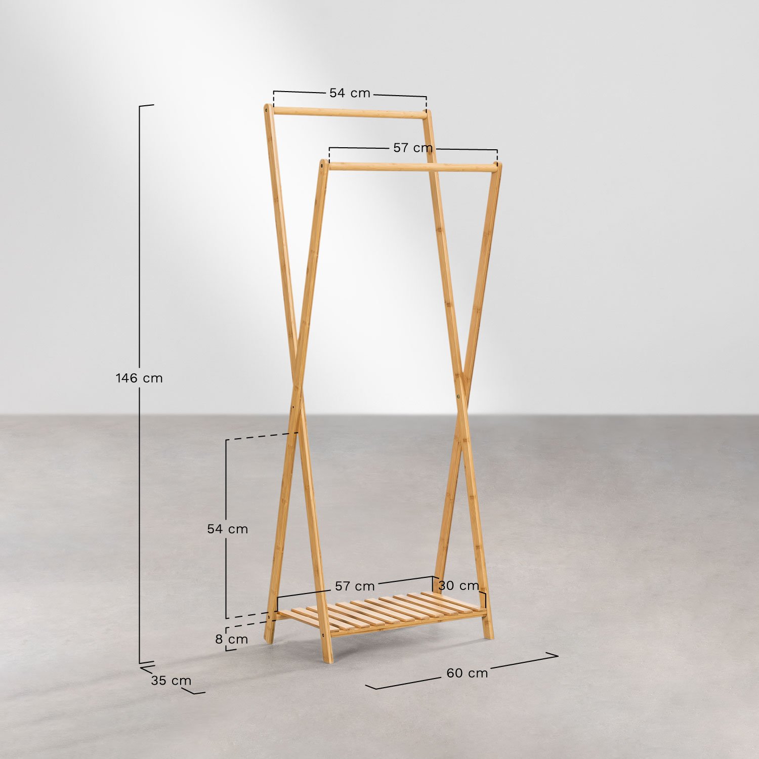 Braian bamboo coat rack, medidas