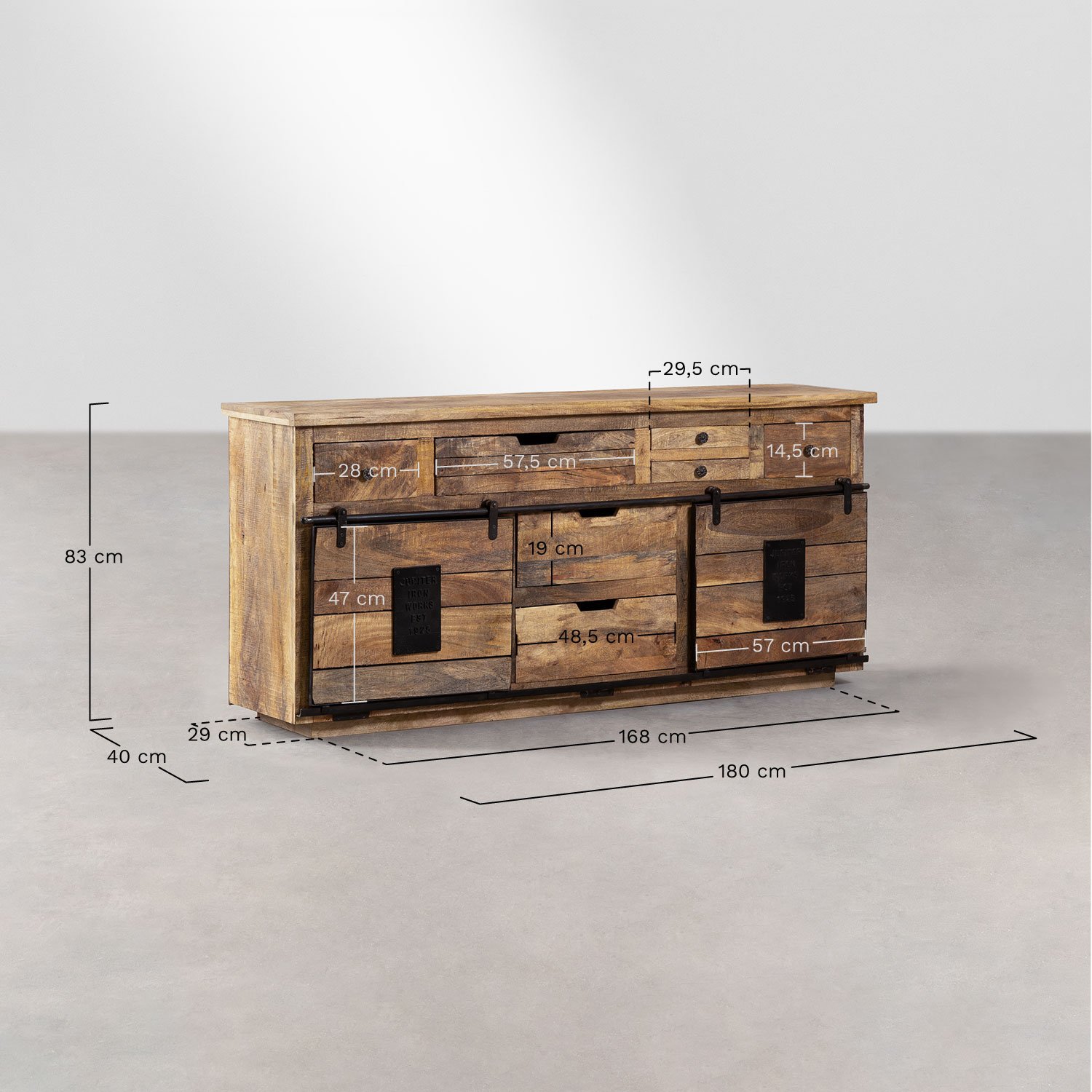 Uain mango wood sideboard, medidas