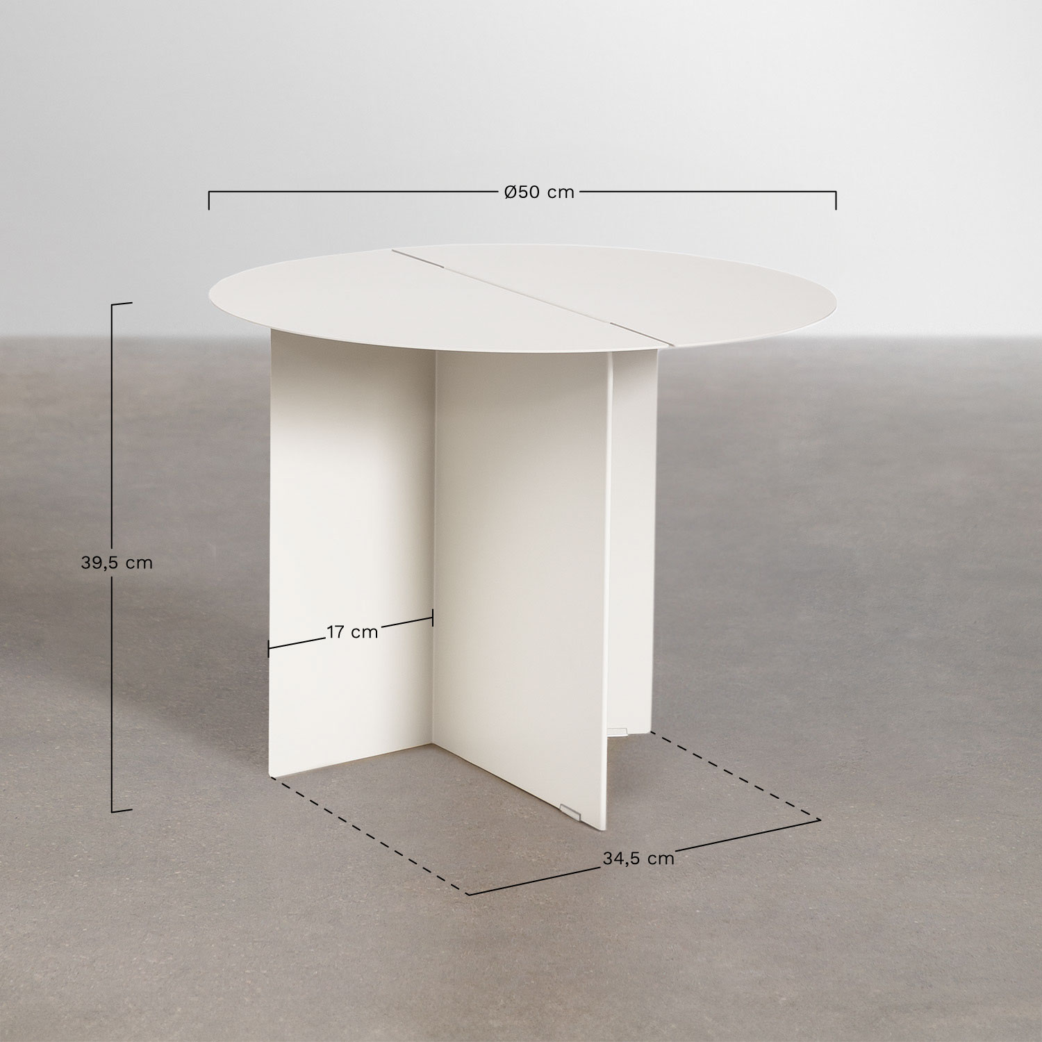 Round side table in steel Gromit, medidas