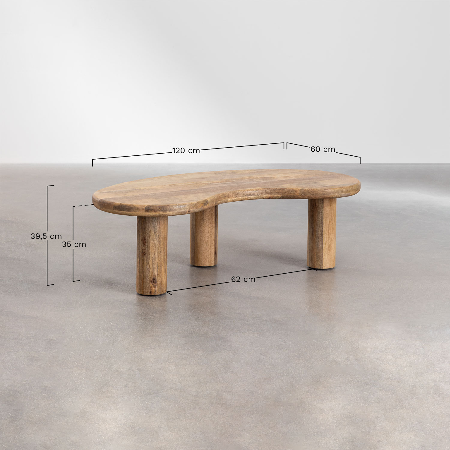 Larabeya mango wood coffee table, medidas