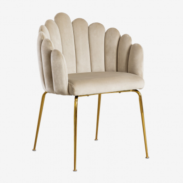 Markina Velvet Dining Chair Beige Cream - Sklum