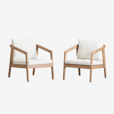 Pack Of 2 Kaela Acacia Wood Garden Armchairs Acacia Brown - Sklum