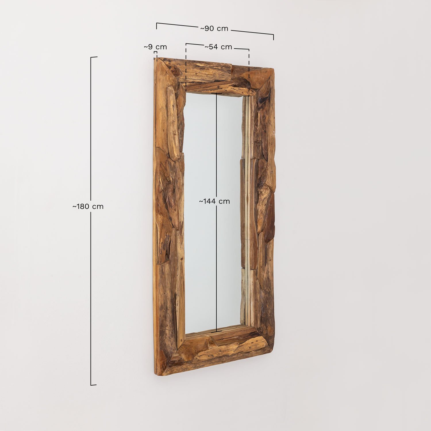 Wooden Rectangular Wall Mirror Raffa , medidas