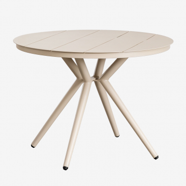Round Dining Table In Aluminum Valerie Tapioca Beige & Ø100 Cm - Sklum