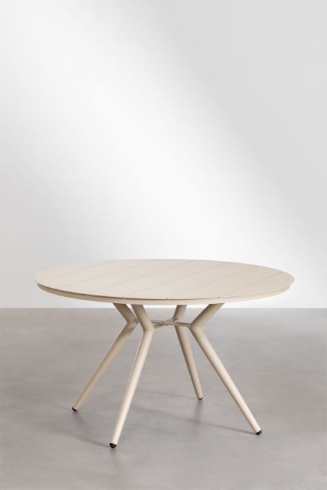 Round dining table in aluminum Valerie - Tapioca Beige