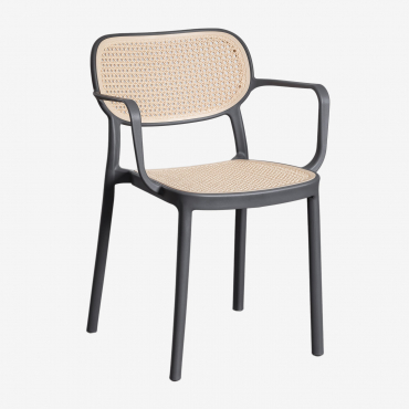 Pack Of 2 Stackable Dining Chairs With Armrests Omara Grey Graphite - Sklum