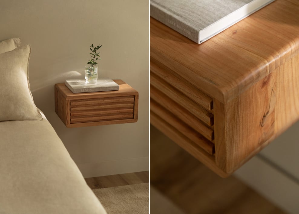 Deleyna 45x30 cm floating wooden nightstand