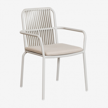 Stackable Dining Chair With Armrests In Aluminium Alberta Light Grey - Sklum