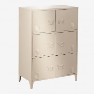 6-door Locker Drawer 80x40 Cm In Pohpli Steel Tapioca Beige - Sklum