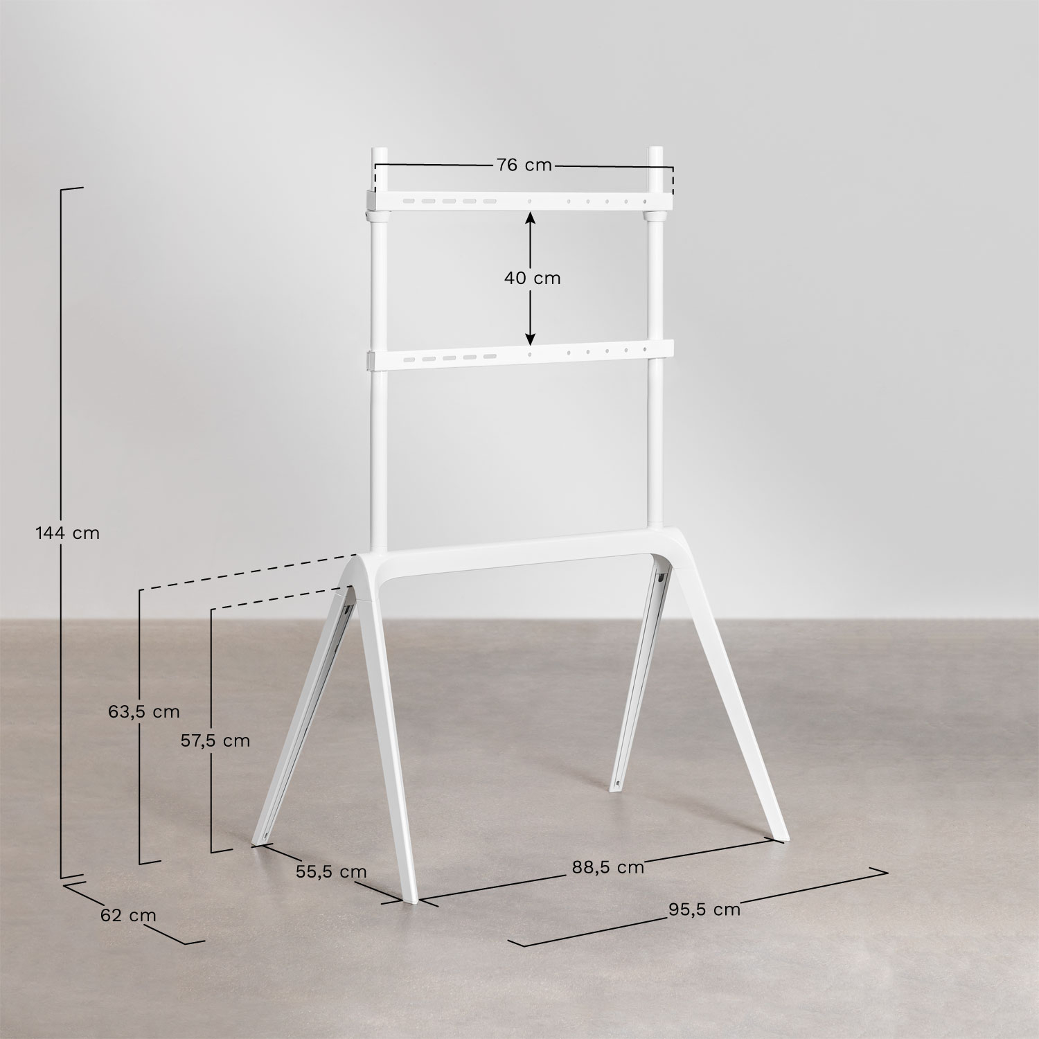 Franzier steel TV floor stand, medidas