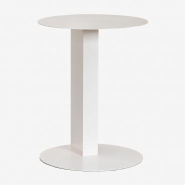 Round Garden Side Table Ø40 Cm In Steel Wallace Gardenia White - Sklum