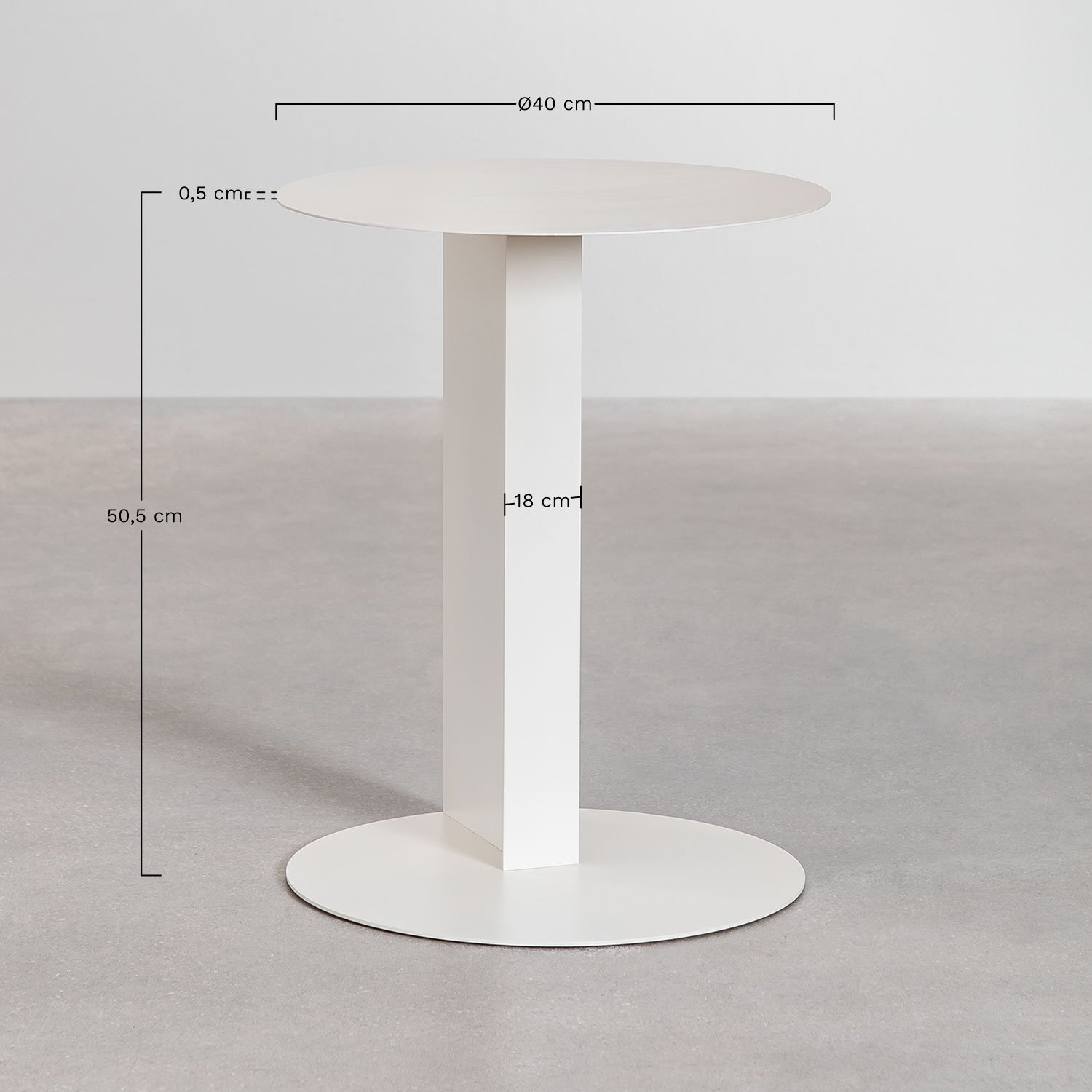 Round garden side table Ø40 cm in steel Wallace, medidas
